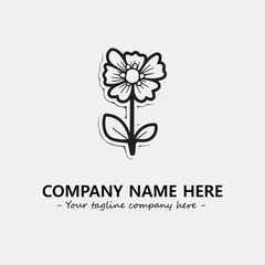 Flower illustration black and white for logo company vector image
