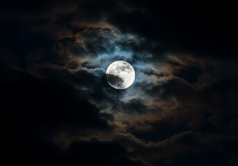 Full Moon Behind Dark Clouds Night Sky Photography