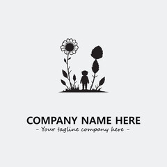 Flower illustration black and white for logo company vector image
