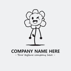 Flower illustration black and white for logo company vector image
