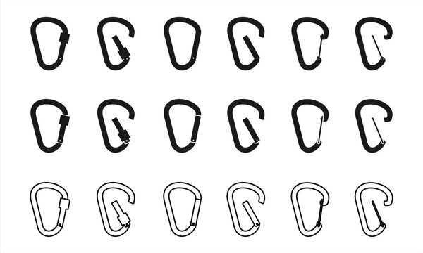 carabiner icon set vector illustration isolated on white background.