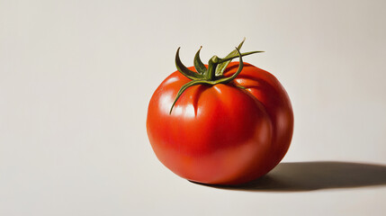 Juicy red tomato on a light background in studio lighting