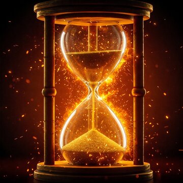 Un sablier du temps qui prend feu