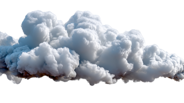 White cumulus clouds drift in the blue sky, a fluffy cloudscape of summer weather