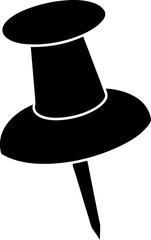 Pushpin Silhouette in Black | Office & Bulletin Board Vector