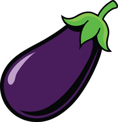 Colorful Vector Eggplant Illustration