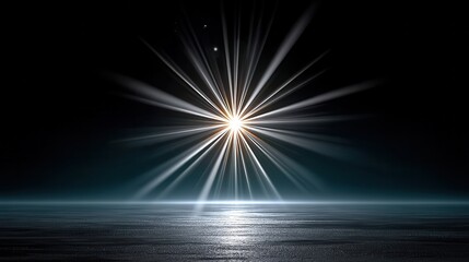 Obraz premium Cosmic light burst ocean horizon digital art ethereal atmosphere wide-angle view spiritual awakening