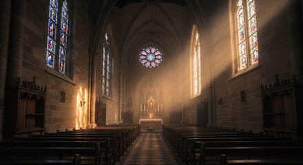 Church Interior with Sunlight