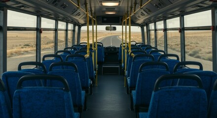 Fototapeta premium Empty bus on a road trip
