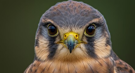 Fototapeta premium Falcon's piercing gaze a close-up of predatory focus and intensity