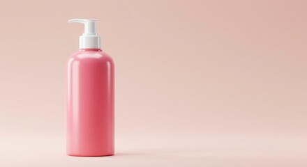 Pink bottle on pastel background