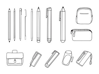 Pencil Case line art minimalist style