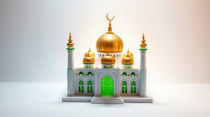 Building Model with Golden Domes and Crescent Moon on Top