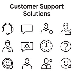 Customer service set of web icons in line black style. Help and support. Support and service icons for web and mobile app. Online help, assistance, customer, 24 hrs, service
