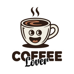 Coffee Time Cute Cup Character Vector | Coffee Lover Funny Logo  Coffee Break Cartoon Design  Cafe, Barista, Beverage Icon for Stickers, T-Shirts, Branding, and Menus