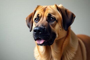 Obraz premium Imposing Mastiff, alert expression, clean backdrop, background, pet