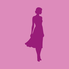 silhouette of a woman in pink dress