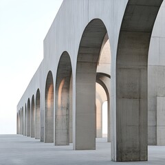 long concrete structure with arched openings and concrete column

