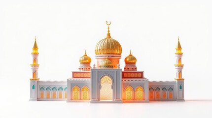 Obraz premium Majestic Architecture Featuring Golden Dome and Elegant Islamic Design