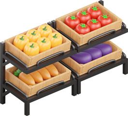 3d Vegetables Market Stall Illustration
