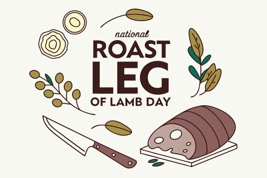 NATIONAL ROAST LEG  OF LAMB DAY vector illustration
