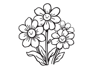 Elegant Line Art of Heliotrope Flower Design