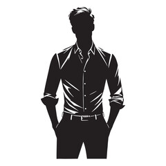 Classic Dress Shirt silhouette, timeless elegance in men’s fashion – Dress Shirt illustration – Minimalist Dress Shirt vector – Men dress silhouette

