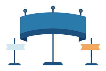 Whimsical Display with Blank Signage and Eye Catching Design Elements on White