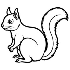 Sleek Squirrel Line Drawing Vector