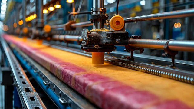 fabric processing on industrial conveyor