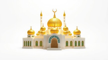 Building with Golden Domes on White Background Architecture
