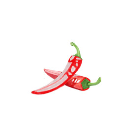 Illustration of red Chili on a white background, red Chili 
