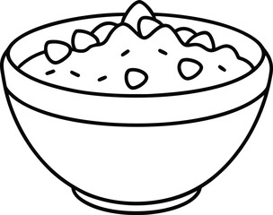 Food Bowl Outline Icon Bowl Containing Food Isolated on White