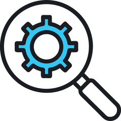 Magnifying glass with gear icon