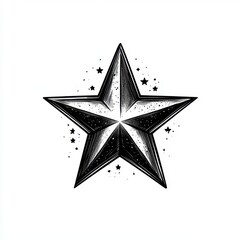 Obraz premium Black and white five-pointed star icon, scalable vector, simple design