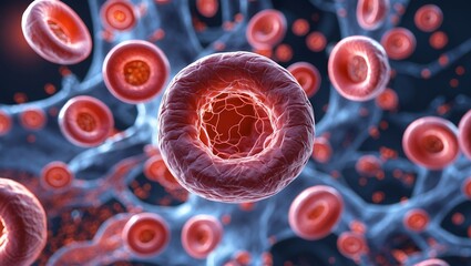 Intricate close-up of red blood cells beauty