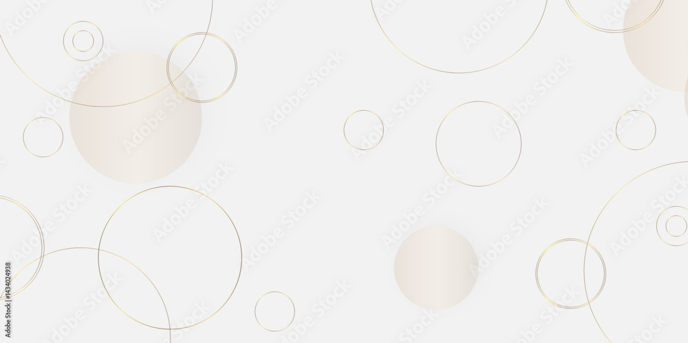 Aufkleber Abstract background golden circle stock line background. abstract artistic of geometric background Gold circles abstract seamless vector pattern. Minimal style white website banner, decoration Vector.