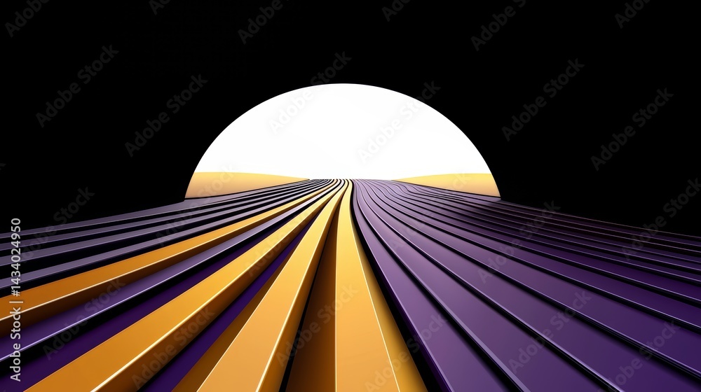 Aufkleber Black and yellow image of a field with a large yellow circle in the middle. The image has a surreal and dreamlike quality to it