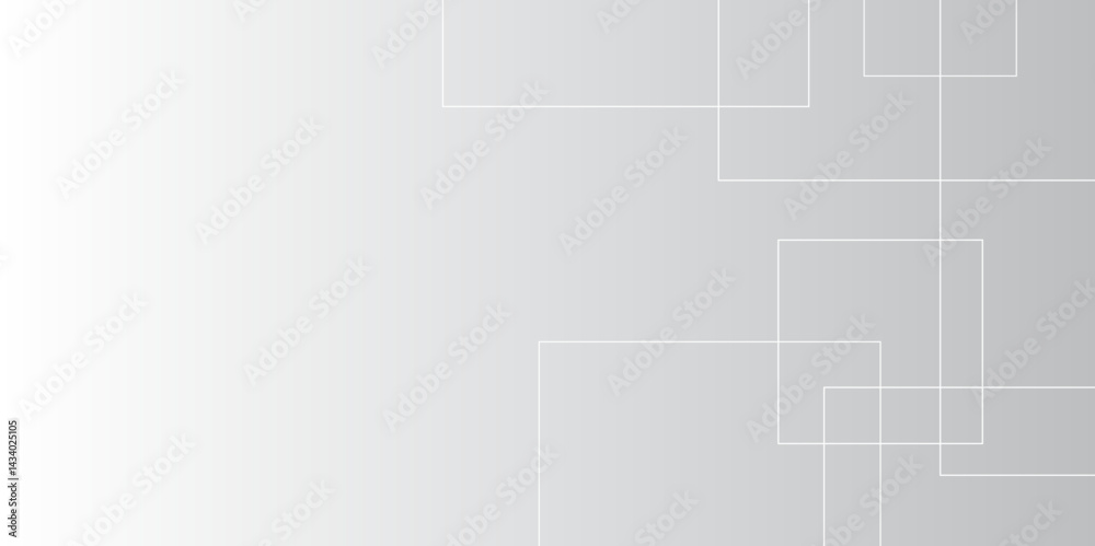 Poster Abstract white and grey geometric overlapping square stoken, design of technology background Modern elegant white gray banner background with creative design and shiny lines layer element vector.	
