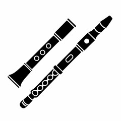 creative Silhouette  Japanese bamboo flute Icon Vector Illustration 