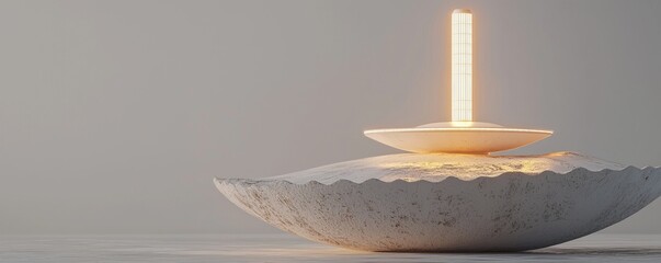 Minimalistic oil lamp illuminating a serene space with soft glow and calm ambiance.