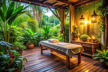 Obraz premium Luxurious Garden Spa Massage Room