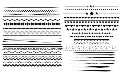 Set of 40 handrawn dacorative lines or border. handrawn dacorative border or grunge brush  vector lines, line dividers for graphic design projects.