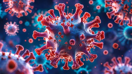 Intricate virus particle illustration showcasing microscopic threats