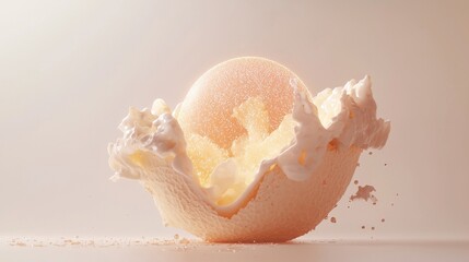 A beautifully cracked meringue revealing a delicate interior and fluffy texture.