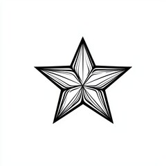 Obraz premium Line art style star icon, black thin line, minimalist vector clipart on white