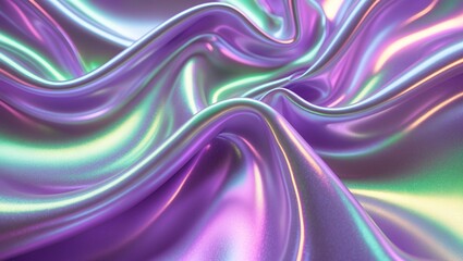 Obraz premium Iridescent fluid wave in purple and green hues