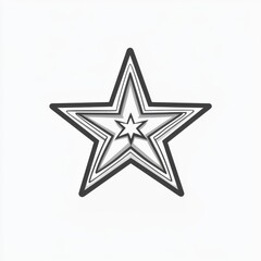 Obraz premium Minimalist five-pointed star icon with thin outline, black line vector clipart, isolated on white background