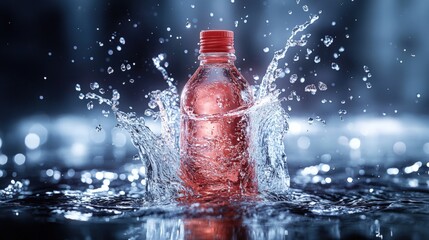 Sparkling refreshing drink in a plastic bottle