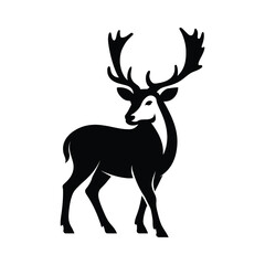 Elegant Forest Deer Silhouette for Outdoor Designs, Deer Antler Silhouette Vector for Branding and Art